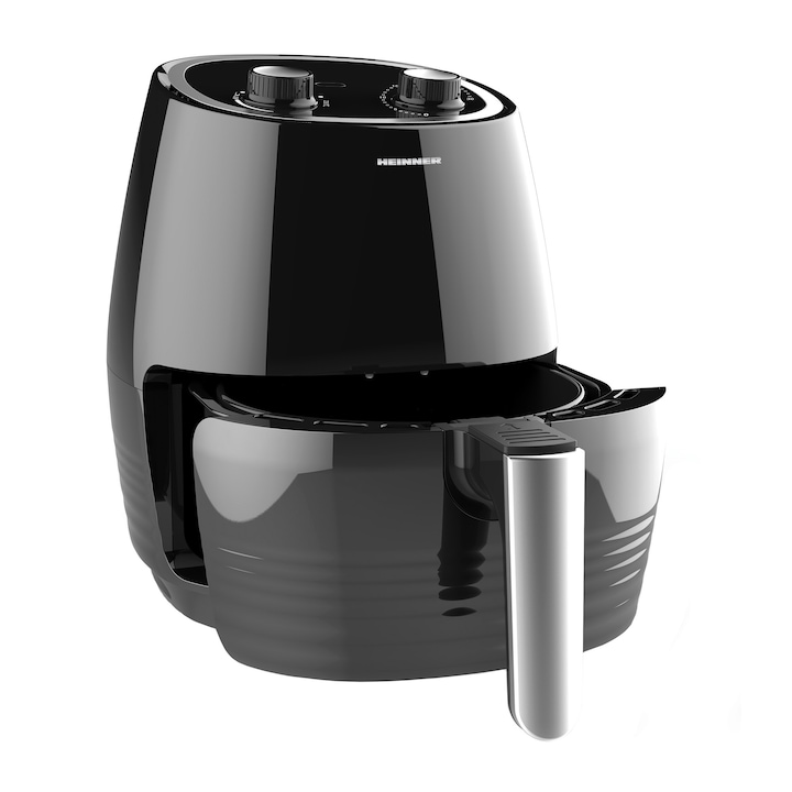 Reducere  RESIGILAT: Friteuza cu aer cald Heinner Airfryer HAF-1250BK, gatire fara ulei, 1250 W, capacitate vas 3.6l, capacitate cos 2.5L , termostat reglabil 0-200˚C, timer 30 min, Negru