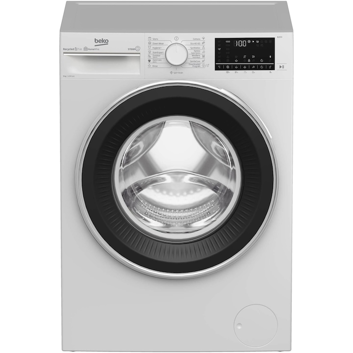 Reducere  RESIGILAT: Masina de spalat rufe Beko B3WFU7922WB, 9 kg, 1200 RPM, Clasa C, Motor ProSmart Inverter, Recycled Tub, Hygiene+, SteamCure, HomeWhiz, AddXtra, Alb