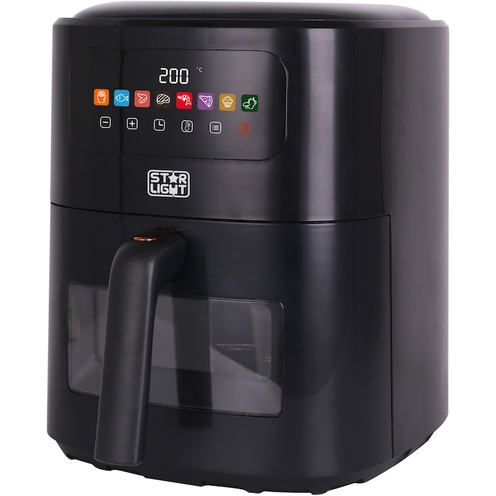 Reducere  RESIGILAT: Friteuza digitala fara ulei Star-Light Airfryer DAFB-6017BL, 1700W, 6l, Control touch, Display LED, 8 Programe Presetate, Protectie supraincalzire, Negru