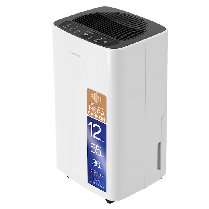 Reducere  RESIGILAT: Dezumidificator si Purificator Turbionaire SENSO 12 SG Clean, 12 l/24h, Filtru Turbionaire T-Clean HEPA + Carbon, Silentios 36 dB, Rezervor 2l, 120 m³/h, Display Led, Timer