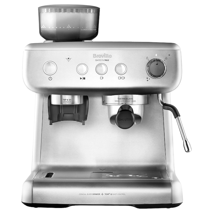 Reducere  RESIGILAT: Espressor manual Breville Barista Max VCF126X-01, 15 bari, 2.8 l, Recipient detasabil lapte 0.46 l, Silver