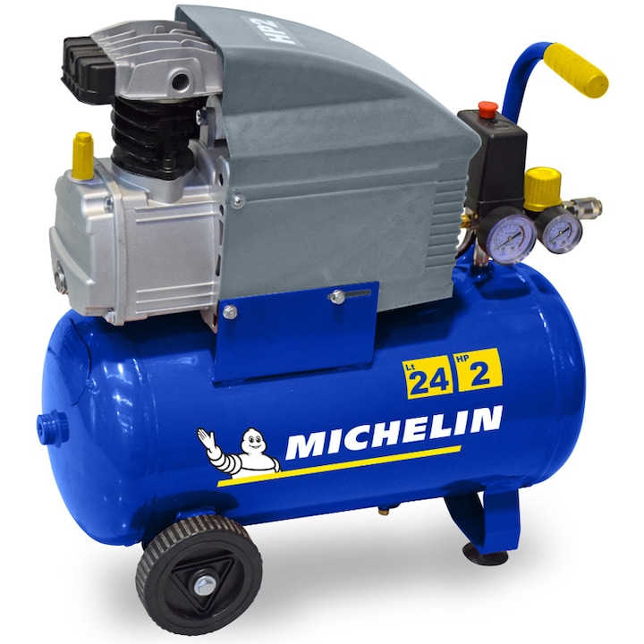 Reducere  RESIGILAT: Compresor de aer profesional monofazat Michelin MB2420, 1500 W, 220 V, 170 l/min debit aer, 24 l capacitate rezervor, 8 bar presiune maxima