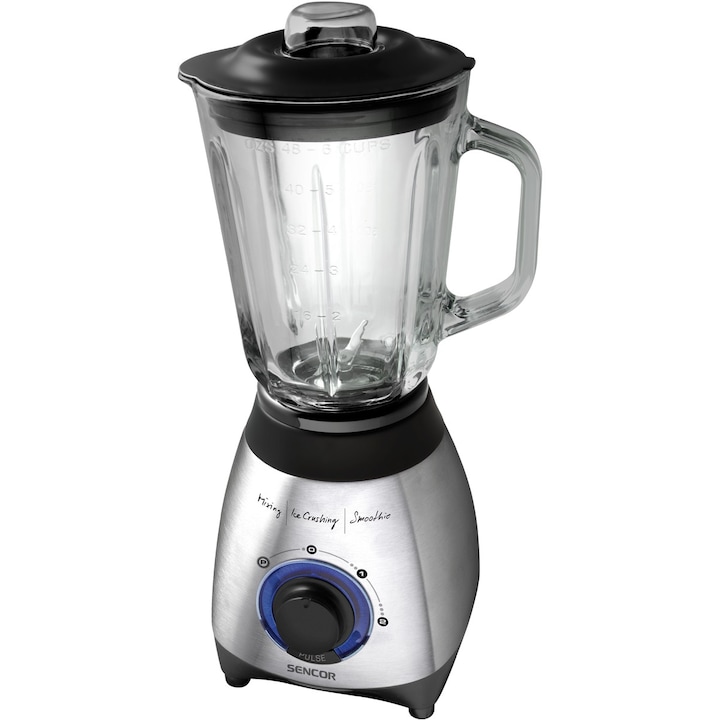 Reducere  RESIGILAT: Blender Sencor SBL 4371, 500W, Zdrobire gheata, 2 viteze, 1.5 l. Vas Sticla, Functie Pulse, Mod Turbo, Argintiu/Negru