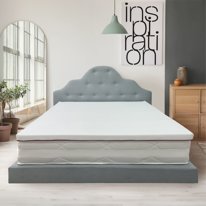 Reducere  RESIGILAT: Topper saltea impermeabil, Best Sleep, Relaxody, H7 spume poliuretanica profilata 7 zone confort, 90x200cm, husa detasabila lavabila