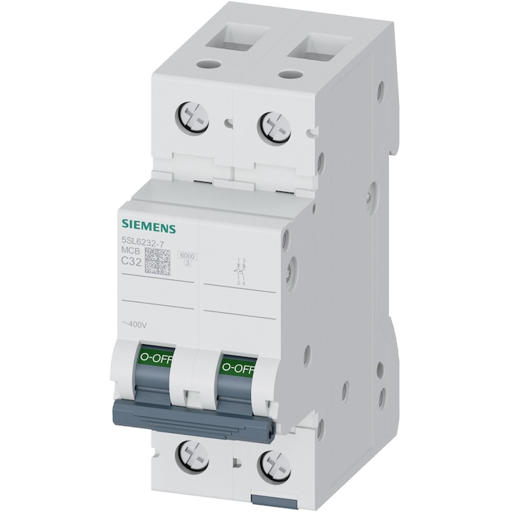 Reducere  RESIGILAT: Siguranta electrica automata Siemens 5SL6232-7, latime 2 module, 6kA, 2P, caracteristica C, 32A