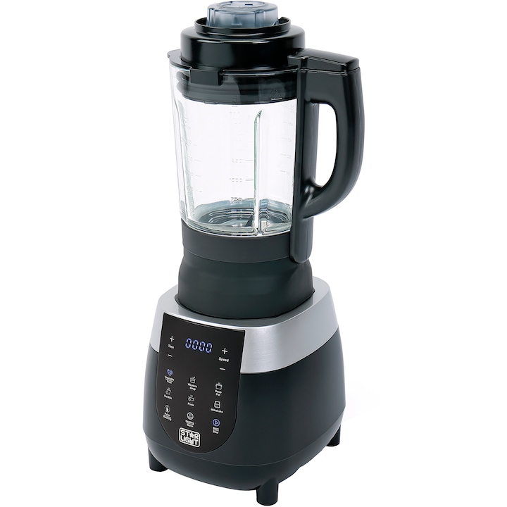 Reducere  RESIGILAT: Blender Star-Light Pro DBBH-2615W, 1500W, 26000 rpm, Functie incalzire 800W, Reglaj electronic pentru timp si viteza, Vas sticla 1,75l, Display LED, 6 functii predefinite, Negru/Argintiu