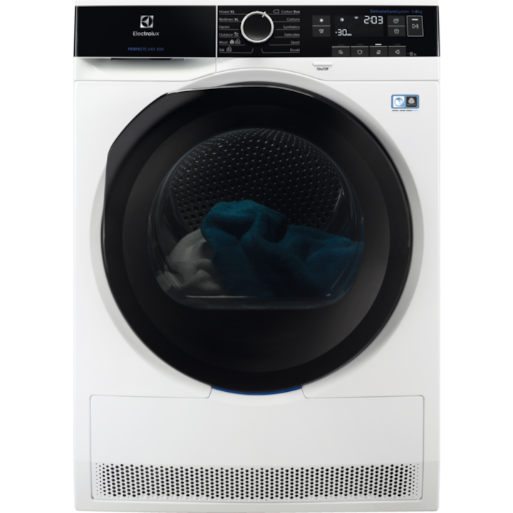 Reducere  RESIGILAT: Uscator de rufe Electrolux EW8H258B, PerfectCare800, pompa de caldura, 8 kg, Clasa A++, Display LCD, Alb