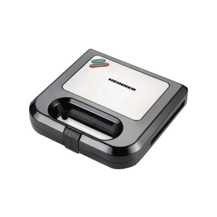 Reducere  RESIGILAT: Sandwich maker Heinner SM-K750BKS, 750 W, placi antiadezive fixe tip grill, Negru/Inox