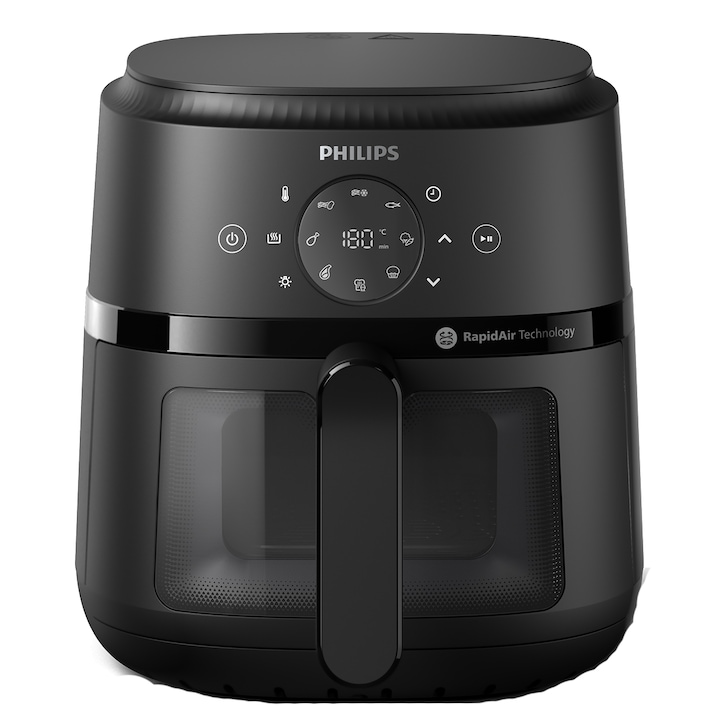 Reducere  RESIGILAT: Friteuza fara ulei Philips NA220/00 Seria 2000, 4.2 l, 13 metode de gatit, Fereastra de gatit, Ecran tactil, Tehnologie RapidAir, Controlul timpului pana la 60 min, negru