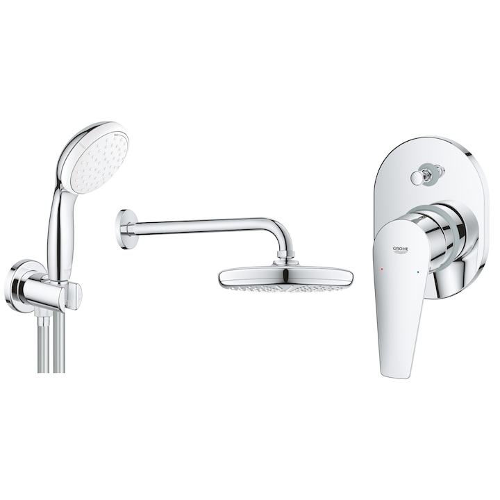 Reducere  RESIGILAT: Sistem de dus incastrabil complet Grohe BauEdge, para de dus, palarie de dus, cartus ceramic, furtun 1.5 m, crom