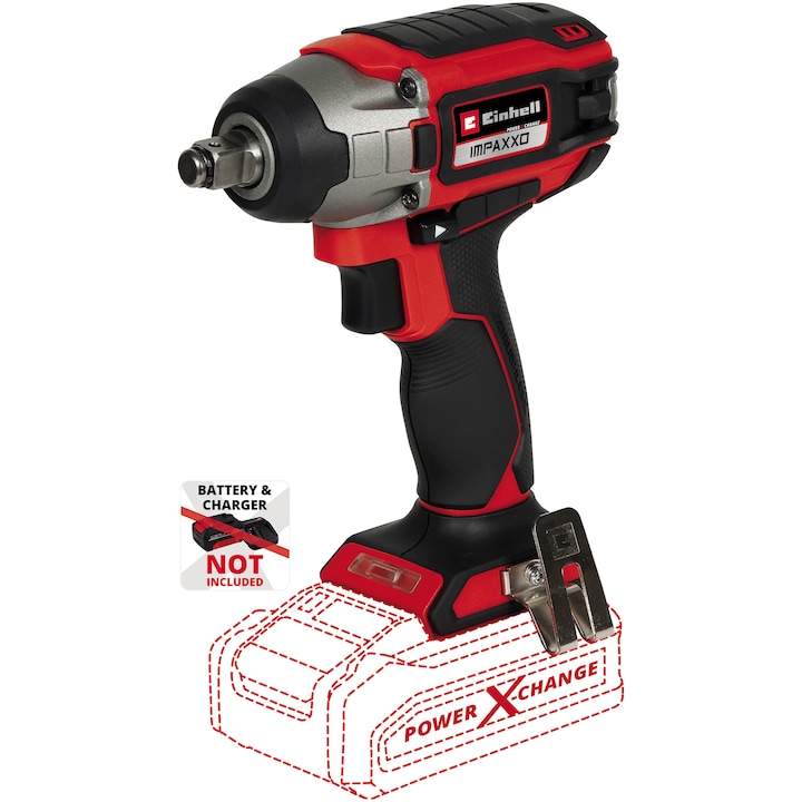 Reducere  RESIGILAT: Surubelnita cu impact pe acumulator Einhell Power X-Change IMPAXXO 18/230 Solo, 18 V, motor Brushless, 230 Nm, 2900 RPM, fara acumulator/incarcator