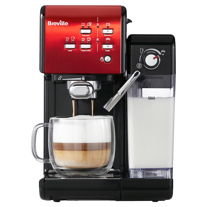 Reducere  RESIGILAT: Espressor manual Breville VCF109X Prima Latte II, 19 bar, 1.5 l, recipient lapte 0.6 l, rosu