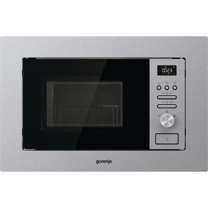 Reducere  RESIGILAT: Cuptor cu microunde incorporabil Gorenje BM201AG1X, 20 l, 800 W, Grill, Smart Display, AquaClean, Inox