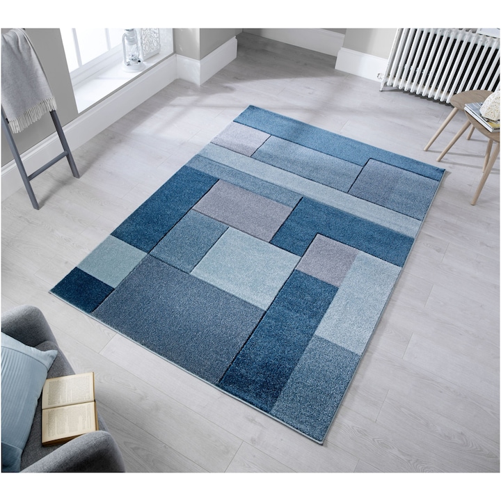 Reducere  RESIGILAT: Covor dreptunghiular Flair Rugs Cosmos, 80 x 150 cm, 2600 g/m², 100% Polipropilena, Albastru