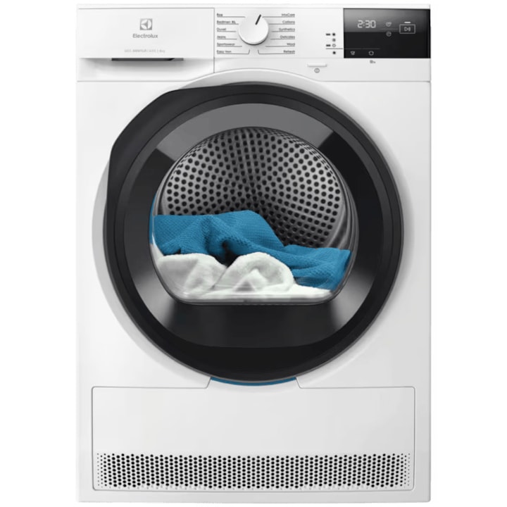 Reducere  RESIGILAT: Uscator de rufe Electrolux EW6D285AE, Pompa de caldura, 8 kg, Clasa A+++, Sistem uscare GentleCare + Sensicare, Motor Inverter, Usa reversibila, Alb