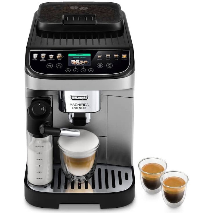 Reducere  RESIGILAT: Espressor automat De’Longhi Magnifica Evo Next ECAM 310.80.SB, Tehnologie LatteCrema, 1,9l, 15 bar, 1450W, argintiu-negru