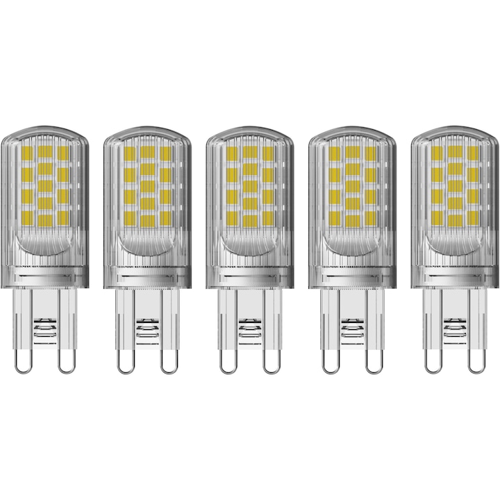 Reducere  RESIGILAT: Set 5 becuri LED Osram PIN G9, 4.2W (40W), 470 lm, lumina calda (2700K), clasa energetica E