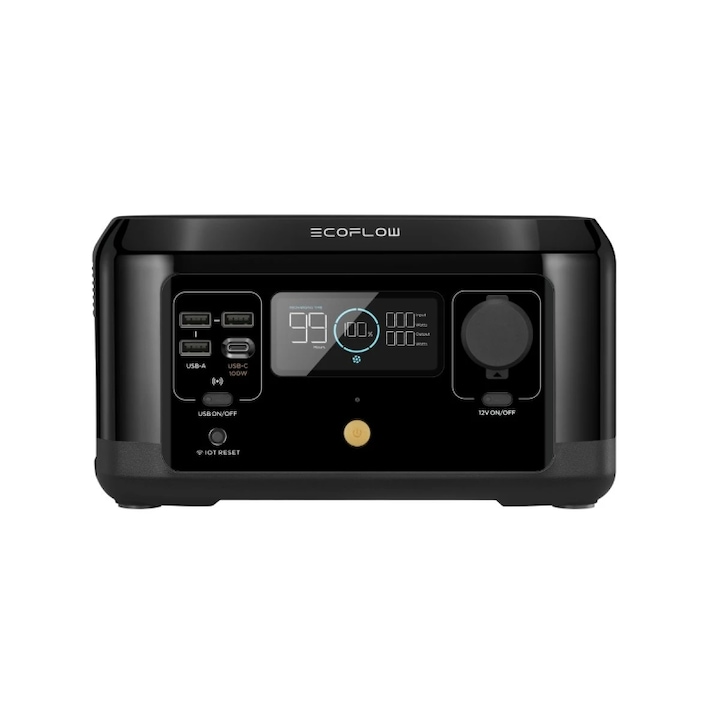 Reducere  RESIGILAT: Statie de incarcare portabila Ecoflow River Mini, 210 Wh, control prin aplicatie, fast charging, priza AC, priza DC auto, 3 USB-A, USB-C, incarcare wireless, Negru