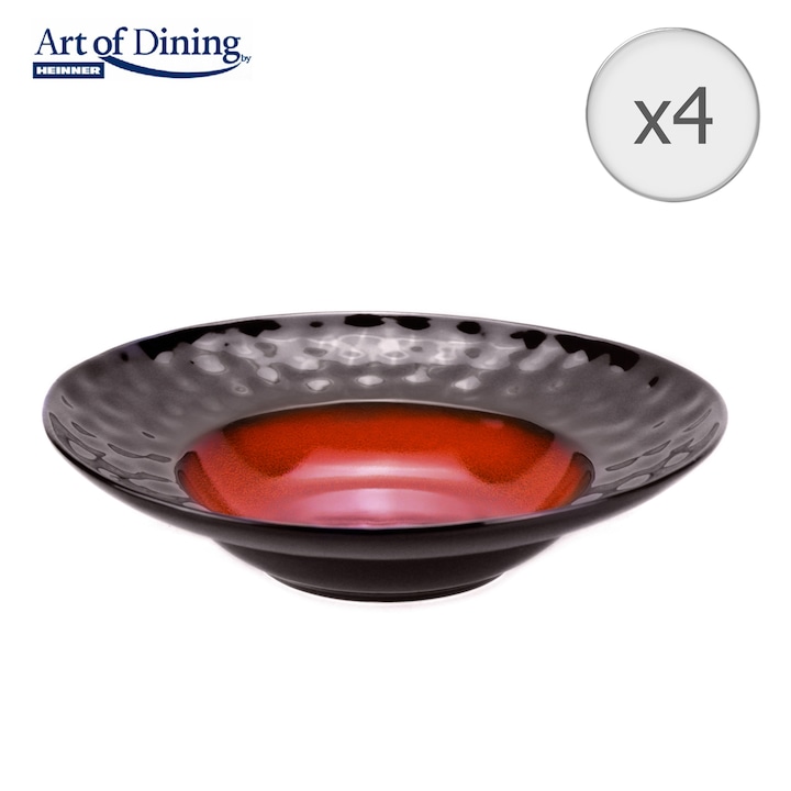 Reducere  RESIGILAT: Set 4 farfurii adanci Art of dining by Heinner Vulcano, ceramica, 30.5 cm