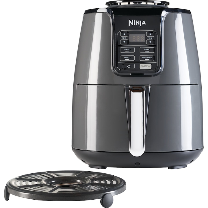 Reducere  RESIGILAT: Friteuza cu aer cald Ninja Air AF100UK 1550W 4 funcții de gatit, 3.8 l, gri/negru