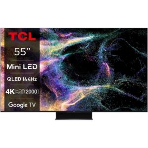 Reducere  RESIGILAT: Televizor TCL MiniLed 55C845, 139 cm, Smart Google TV, 4K Ultra HD, 100 Hz, Clasa G (Model 2023)