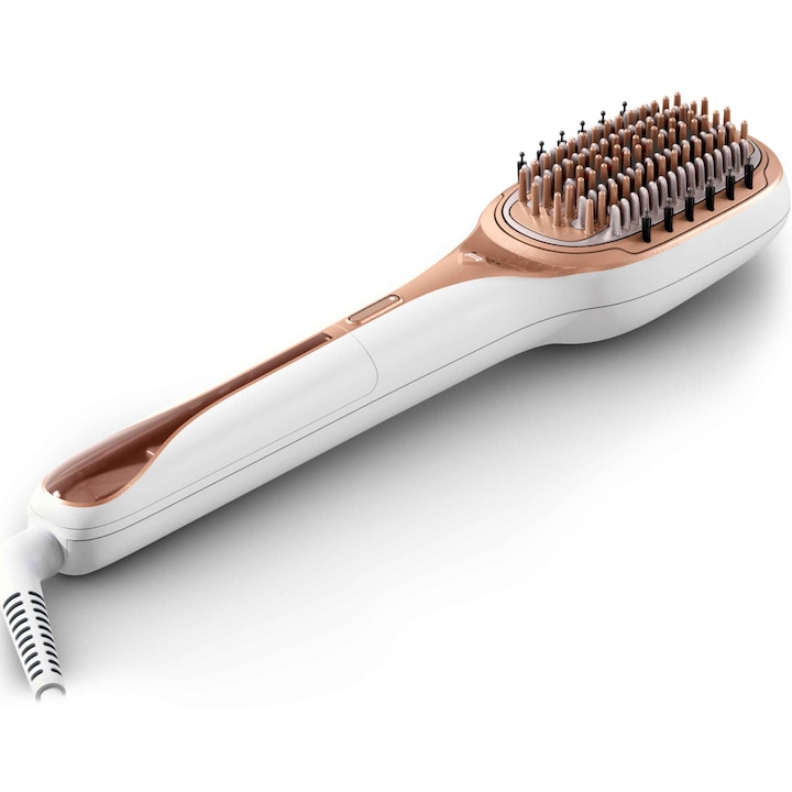 Reducere  RESIGILAT: Perie reparatoare cu abur Rowenta Hair Therapist™ CF9920F0, 165 W, timp incalzire 60 secunde, tehnologie Thermal Care, peri naturali, invelis Keratin, oprire automata, afisaj LED, alb