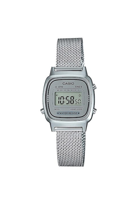 Reducere  RESIGILAT: Casio – Ceas cronograf cu bratara cu aspect de plasa, Argintiu