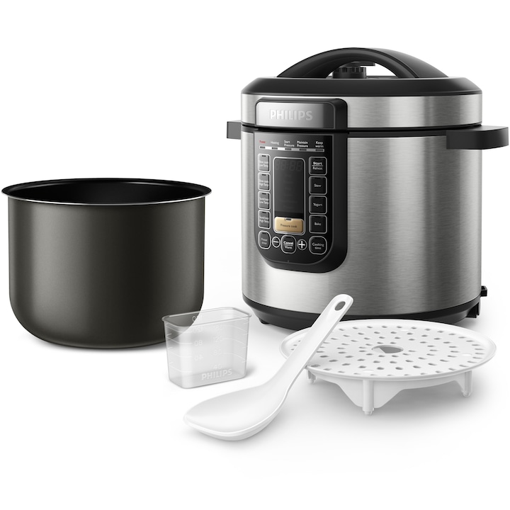 Reducere  RESIGILAT: Multicooker Philips HD2237/40 All-in-One, oala cu invelis ProCeramic+, 1300 W, 6L, 7 moduri de gatire sub presiune, funcţie de pastrare cald 12 ore, funcţie de gatit presetata, controlul timpului, 9 sisteme de protectie de siguranta