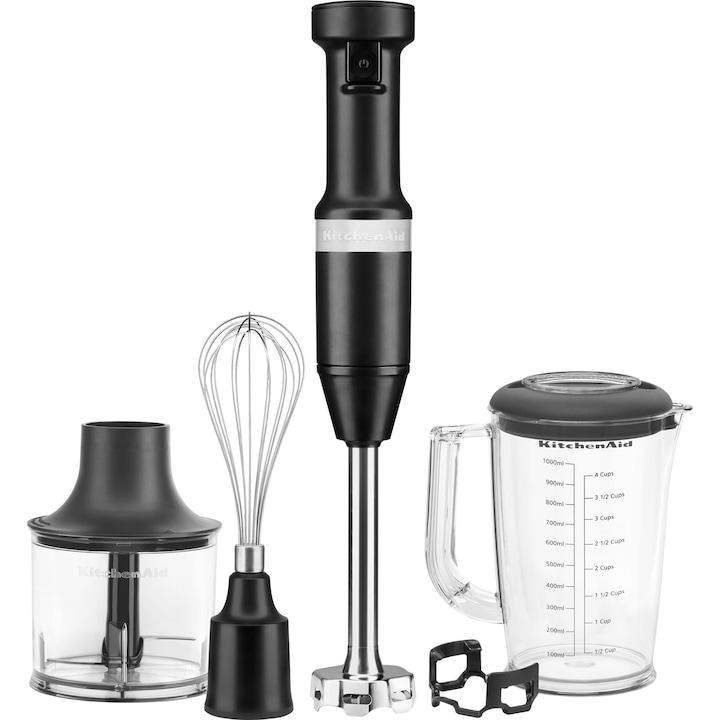 Reducere  RESIGILAT: Mixer vertical KitchenAid 5KHBV83EOB, 180 W, capacitate recipient 1L, onyx black