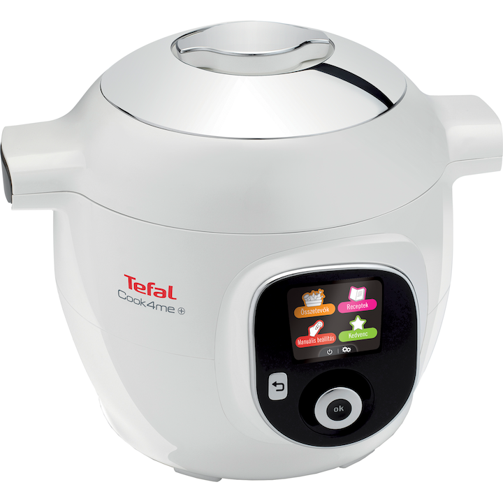 Reducere  RESIGILAT: Multicooker inteligent cu gatire sub presiune Tefal Cook4Me CY851130, 1600W, 6 moduri de gatit, instructiuni pas cu pas, rapid si usor, 150 de retete, capacitate 6 l, alb