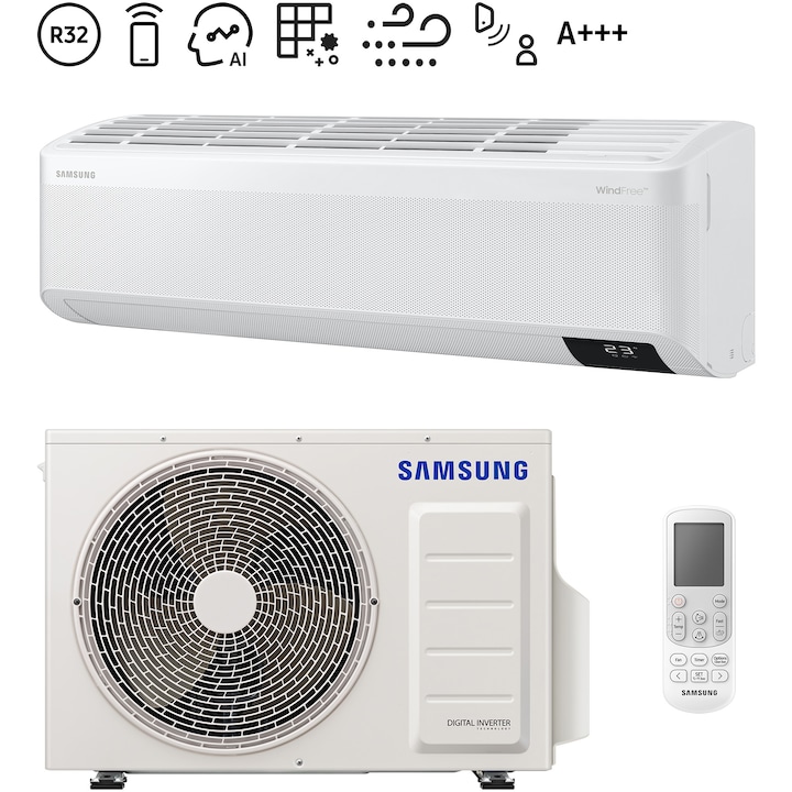 Reducere  RESIGILAT: Aparat de aer conditionat Samsung Wind-free Elite 9000 BTU Wi-Fi, Clasa A+++/A+++, MDS, Filtru Tri-Care, AI Auto Comfort, Fast cooling, AR09CXCAAWKNEU/AR09TXCAAWKXEU, Alb