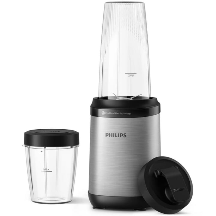 Reducere  RESIGILAT: Blender Philips HR2765/00 Seria 5000, 800 W, Tehnologia si lame ProBlend Plus, Lame detasabile, Pahar de 700 ml cu capac, Design compact, negru/argintiu