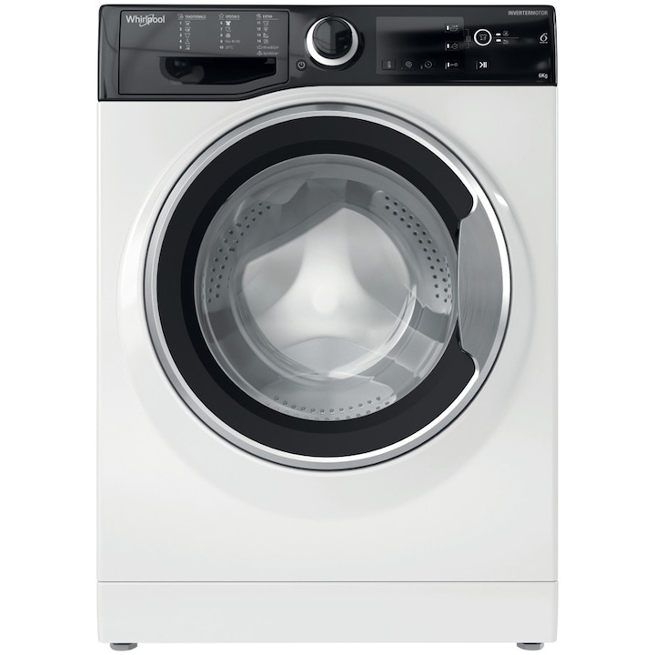 Reducere  RESIGILAT: Masina de spalat rufe Slim Whirlpool WRBSB6249SEU, 6 kg, 1200 rpm, Clasa C, Steam Refresh, Motor Inverter, Display digital, Alb