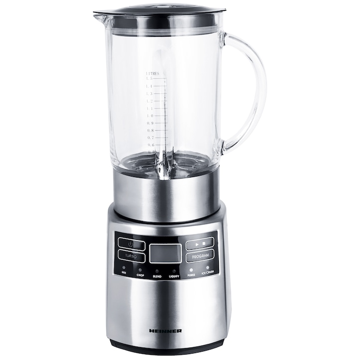 Reducere  RESIGILAT: Blender Heinner Master Collection HBL-1000XMC, 1000 W, 1.5 l, 6 programe, functie Pulse, Negru/Argintiu