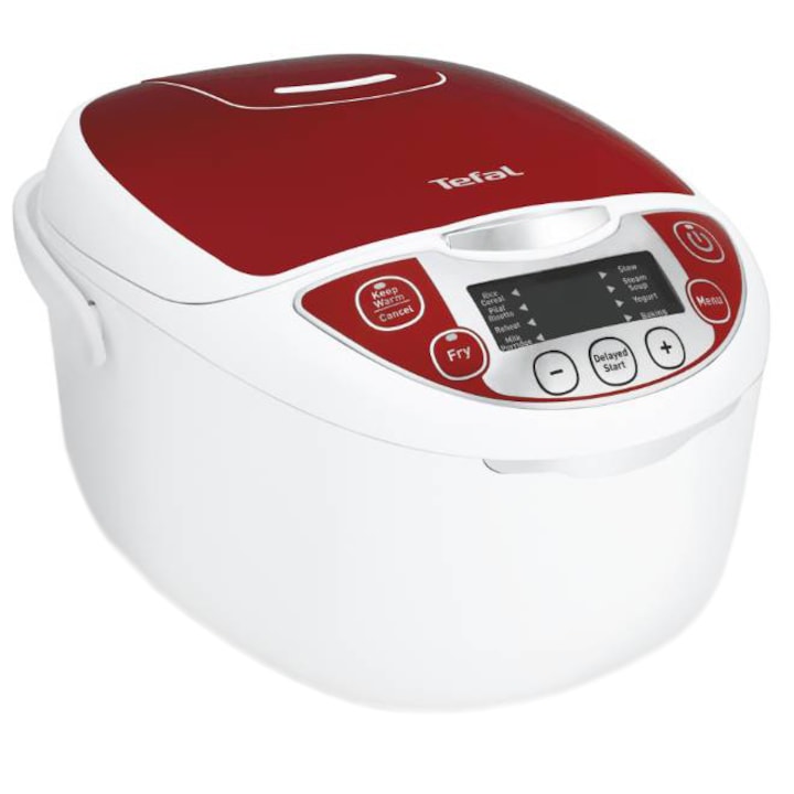 Reducere  RESIGILAT: Multicooker Tefal Fuzzy Logic RK705138, 750W, 5 L, 12 Programe, Timer, Alb/Rosu