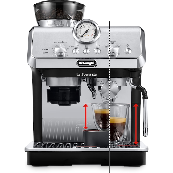 Reducere  RESIGILAT: Espressor manual De’Longhi La Specialista ARTE EC9155.MB, 1400 W, 15 bari, Negru argintiu