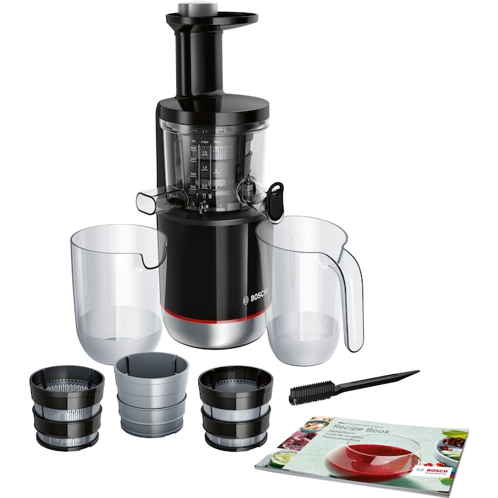 Reducere  RESIGILAT: Storcator de fructe cu melc Bosch MESM731M,150W, 55 RPM, 3 filtre, smoothies si sorbet, Melc din Tritan, Reverse, DripStop, Negru