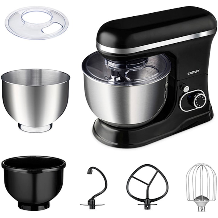 Reducere  RESIGILAT: Mixer planetar Zelmer ZKR1355, 1200 W, 6 viteze ,2 boluri de 4,5 l si 5 l, negru