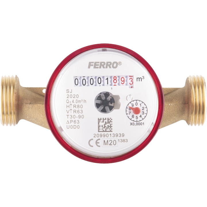 Reducere  RESIGILAT: Apometru, contor de apa, Ferro, 1/2″, 2.5m³/h, 16 bari, clasa metrologica H-R80 V-R63