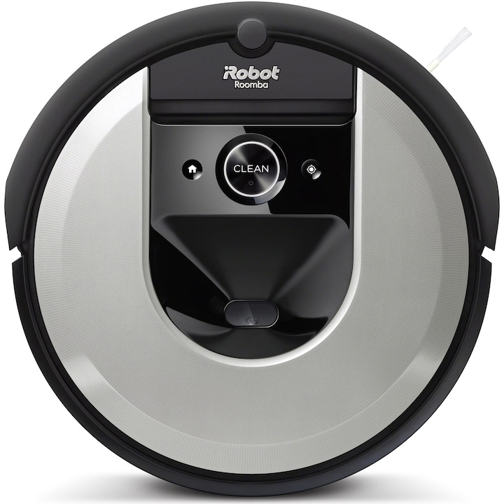 Reducere  RESIGILAT: Robot aspirator iRobot Roomba i7 (i7156), Li-ion, Consum 26Wh, Putere 10x, 10 harti, Bariere virtuale, Golire automata gunoi, WiFi, App, Alexa&Google, 3-Stage Cleaning System, Sistem aspirare mecanic+vacuum cu 2 perii, gri deschis