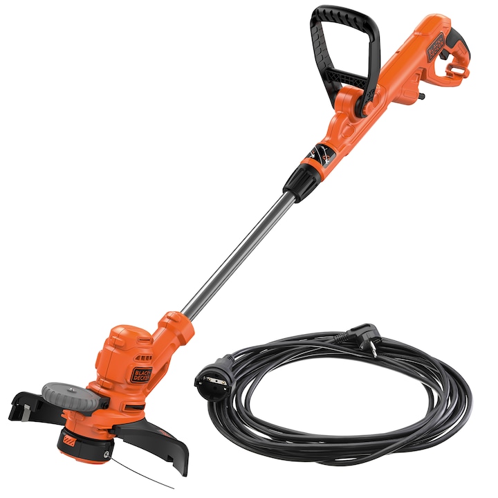 Reducere  RESIGILAT: Trimmer de tuns gazon/iarba electric Black & Decker BESTA530C10, putere 550W, latime de taiere 30 cm, prelungire automata a firului AFS, contine: prelungitor 10 metri