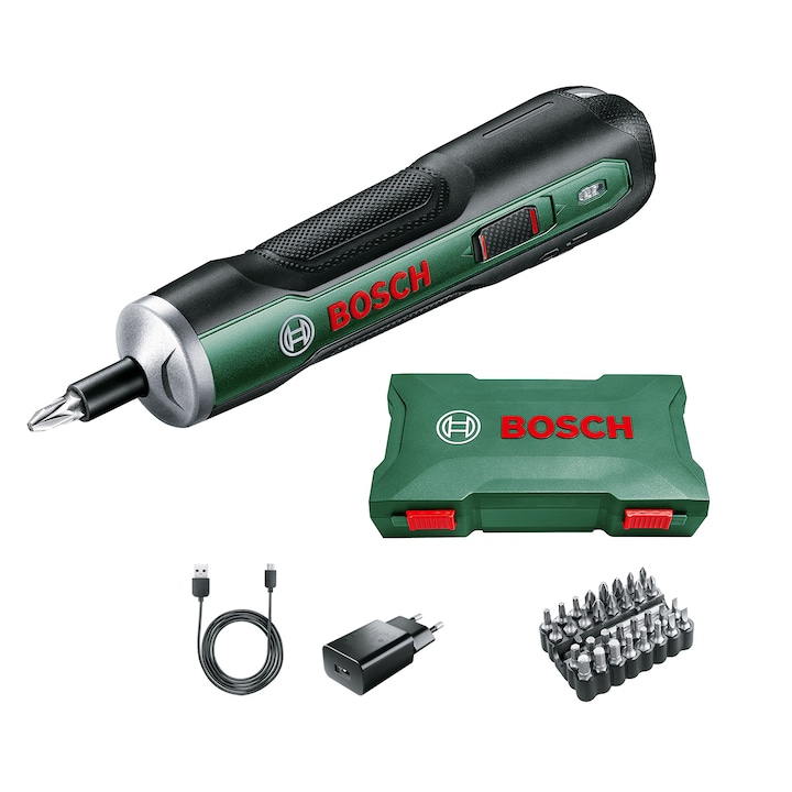 Reducere  RESIGILAT: Surubelnita electrica pe acumulator Bosch PushDrive, 3.6 V , 1.5 Ah, 5 Nm