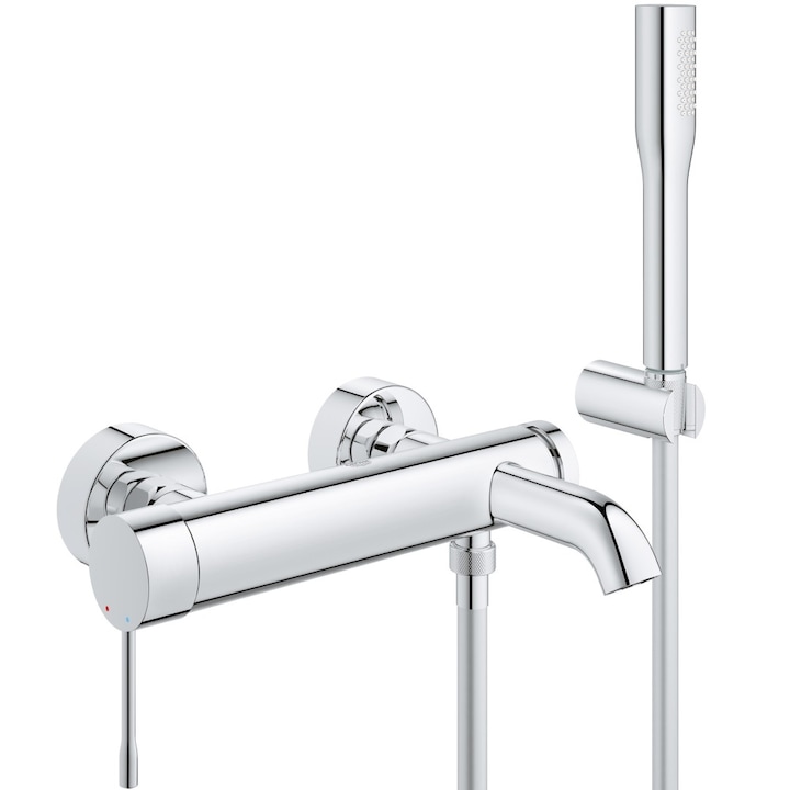 Reducere  RESIGILAT: Baterie cada Grohe Essence, monocomanda, 1/2”, cartus ceramic, furtun 1500 mm, divertor, protectie dus, para dus, limitator temperatura, crom