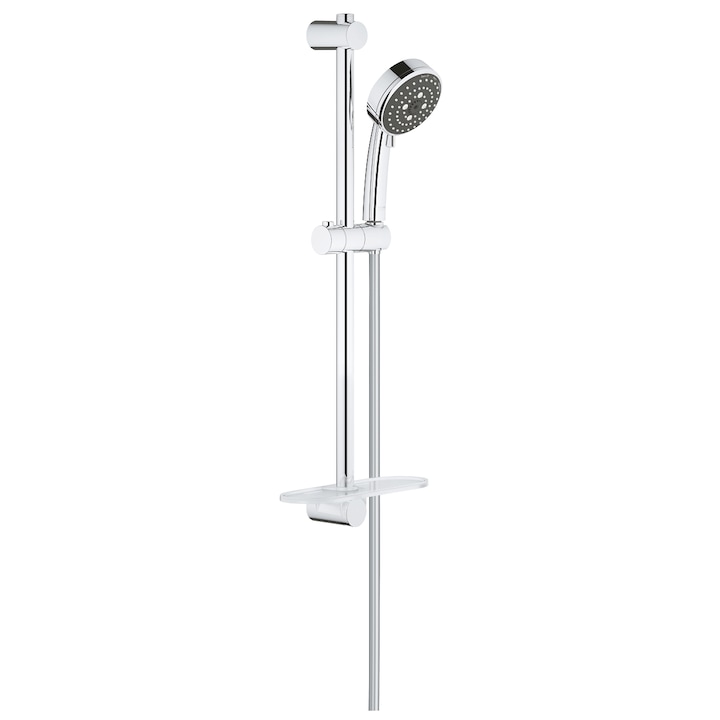 Reducere  RESIGILAT: Set de dus, Grohe 26096000, Vitalio Comfort 100, dus de mana cu 3 functii, tija de dus de 600 mm, dus 1750, polita Grohe EasyReach, crom