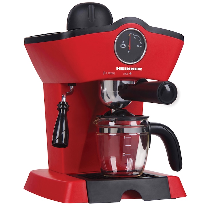 Reducere  RESIGILAT: Espressor manual Heinner HEM-200RD, 800W, 3.5 bar, filtru inox, 250 ml, Rosu