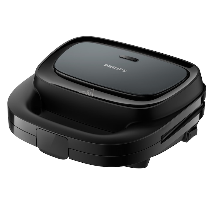 Reducere  RESIGILAT: Sandwich-maker Philips HD2330/90 seria 3000, 750 W, Plite neaderente si versatile pentru sandwich-uri, panini si altele, Leduri indicatoare, Sistem de blocare rapida, Comutator pornit/oprit, Negru