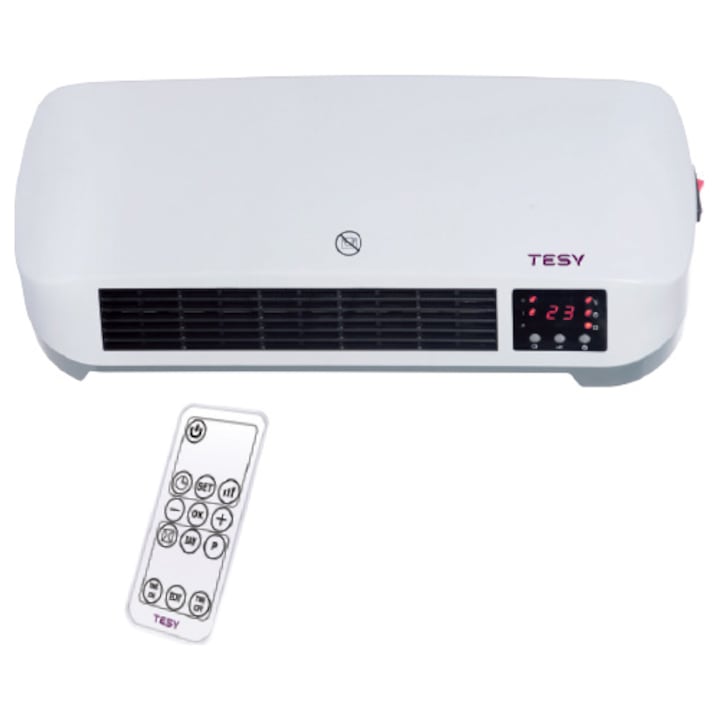 Reducere  RESIGILAT: Aeroterma ceramica de perete TESY HL 274W PTCW, 2000 W, display LED, telecomanda, ERP 2018