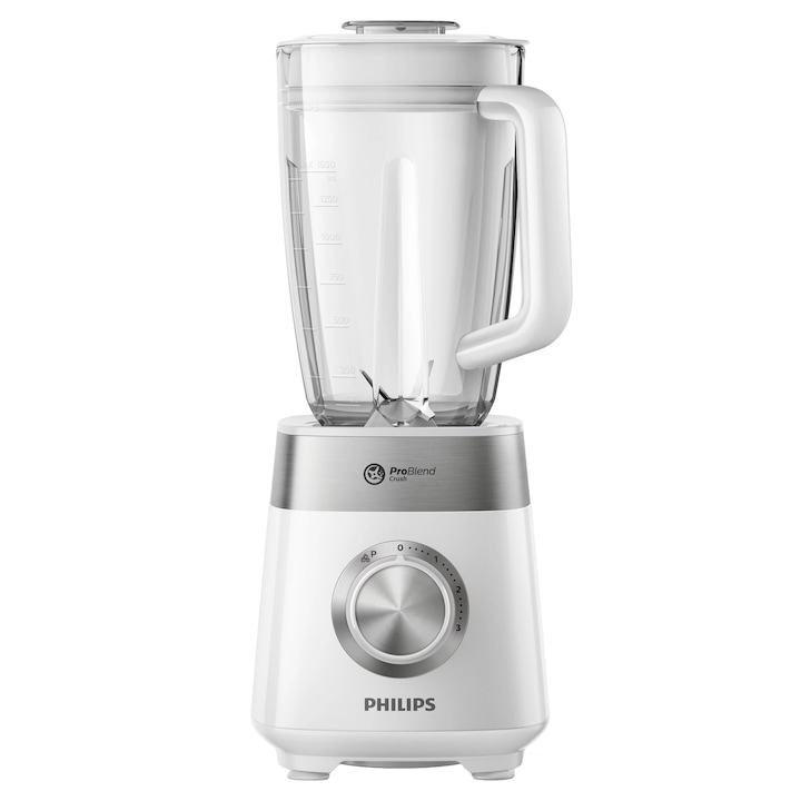 Reducere  RESIGILAT: Blender PHILIPS ProBlend Crush HR222400, 2l, 800W, 3 trepte viteza, alb-argintiu