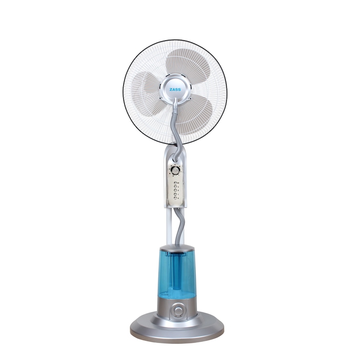 Reducere  RESIGILAT: Ventilator cu pulverizare apa Zass ZMF 01 Silver cu pulverizare super fina 320 ml/h, Putere 75W, 3,2L capacitate rezervor, 3 trepte