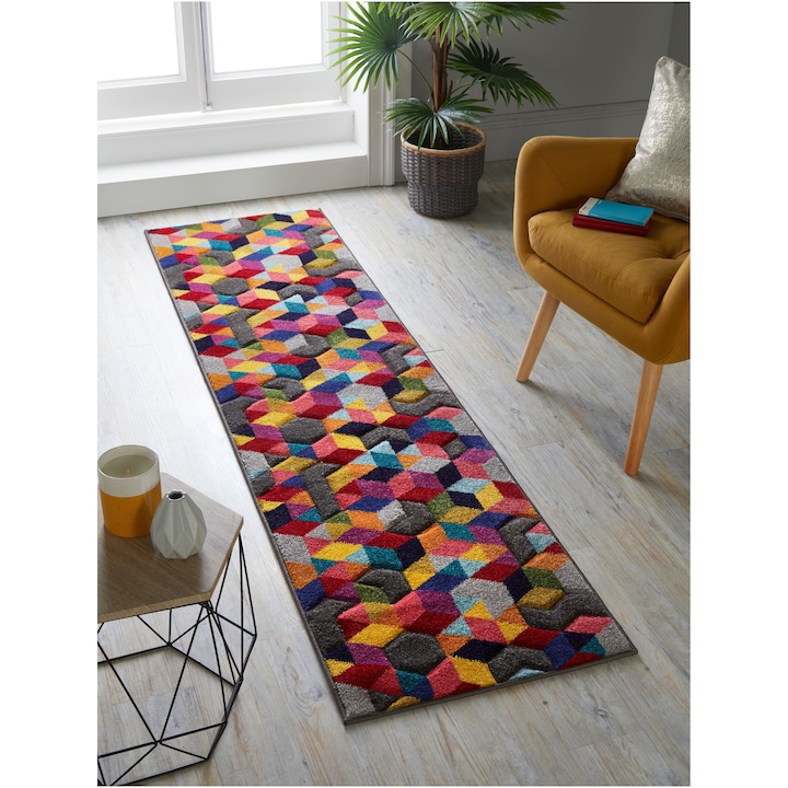 Reducere  RESIGILAT: Covor traversa Flair Rugs Dynamic, 66 x 230 cm, 2350 g/m², 100% Polipropilena, Multicolor